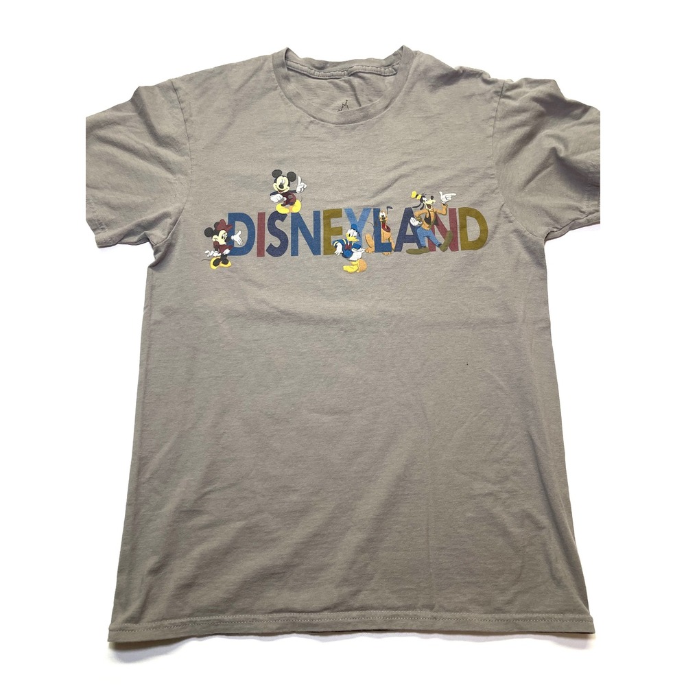 Disney Parks Disneyland Mickey Minnie Goofy Donald Pluto Gray T-Shirt Small 0380